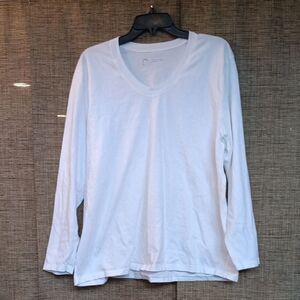 Just My Size White Cotton  Long Sleeve Tee